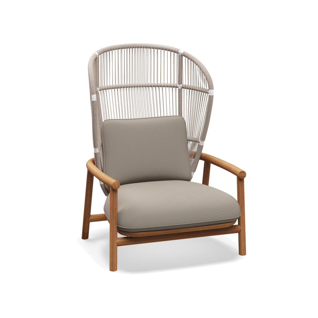 Fern High Back Lounge Chair — White Dune met Fife Rainy Grey