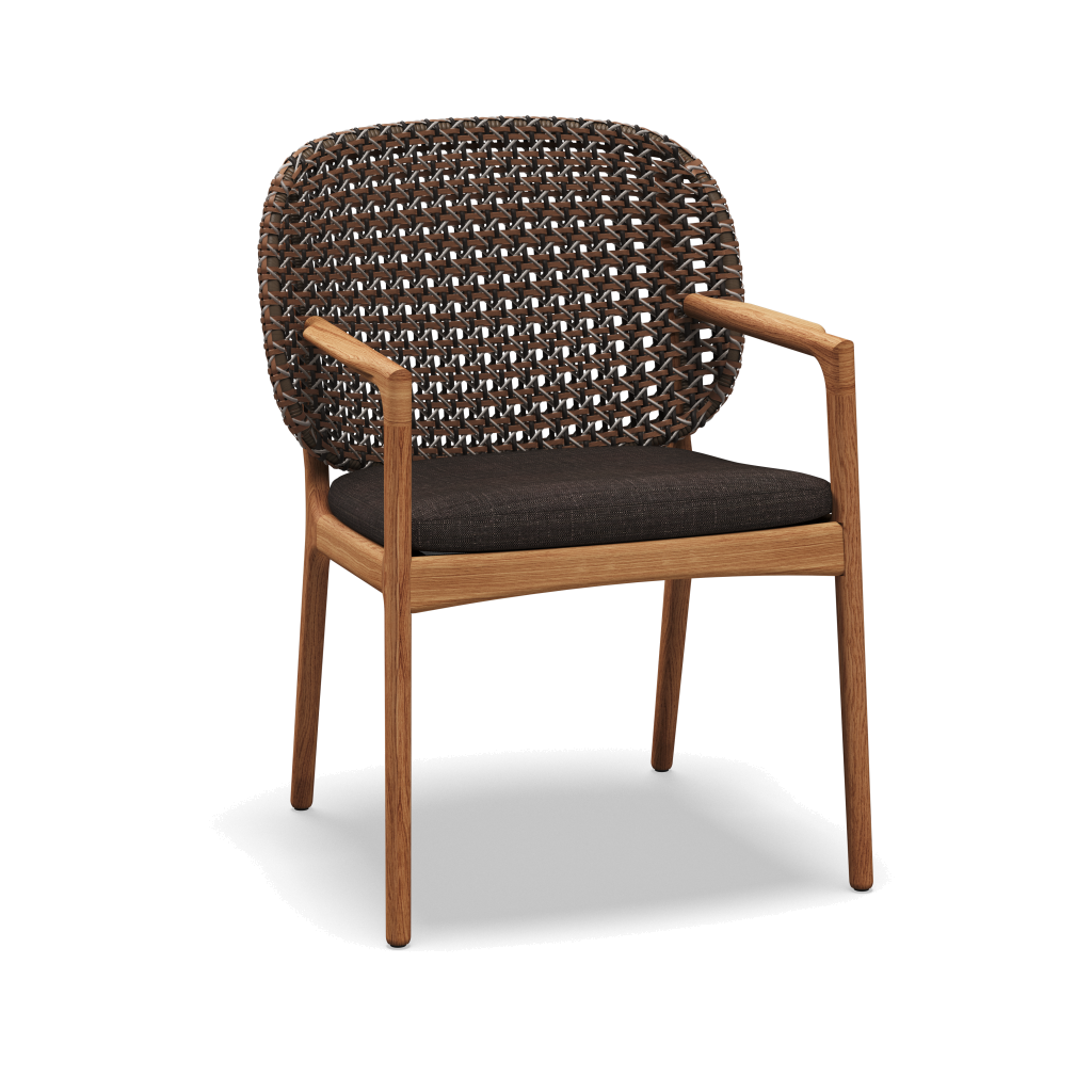 Kay Armchair — Brindle Wicker met Willa Peat
