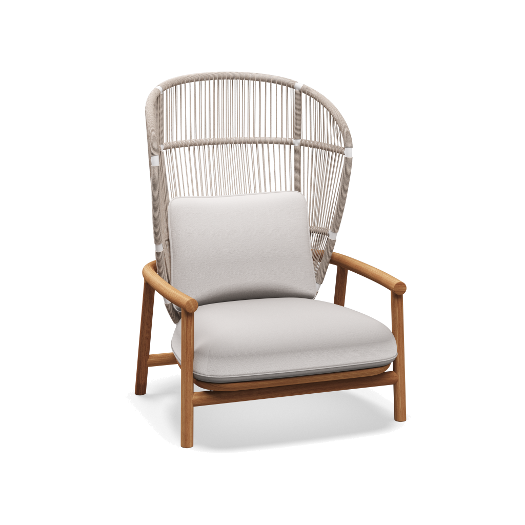 Fern High Back Lounge Chair — White Dune met Willa Snow
