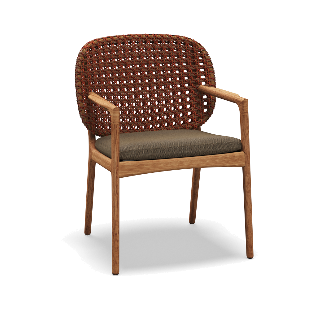 Kay Armchair — Copper Wicker met Blend Latte