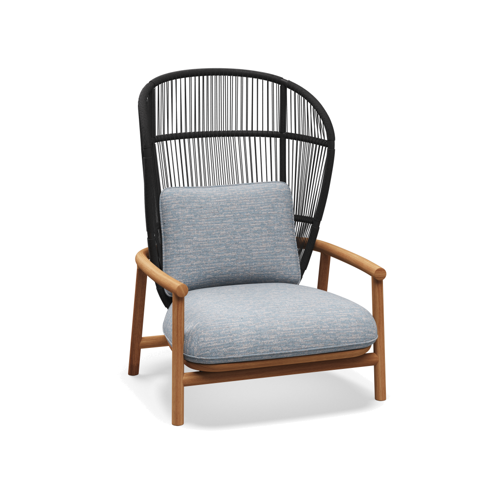 Fern High Back Lounge Chair — Meteor Raven met Zenith Sky