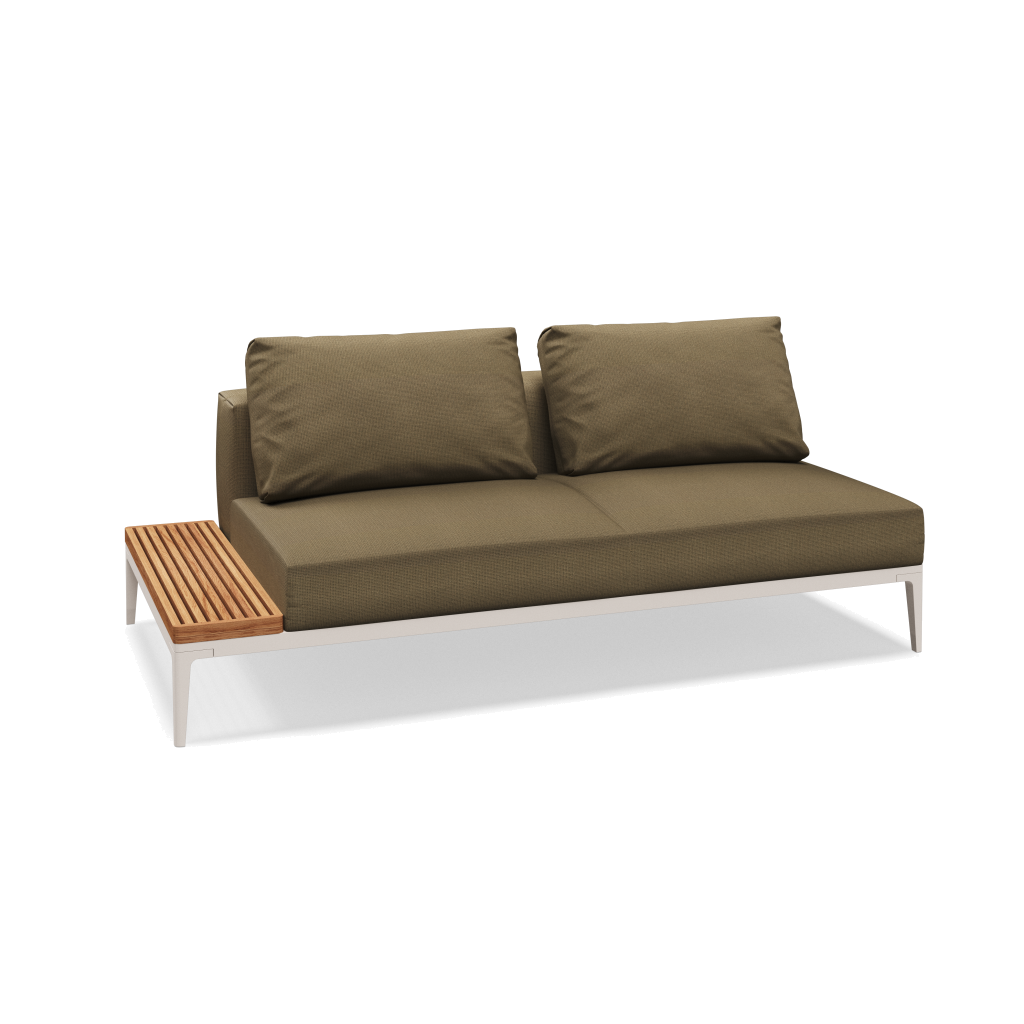 Grid eindelement met tafel teak - Bone Natural Teak met Loom 3 Castlerock