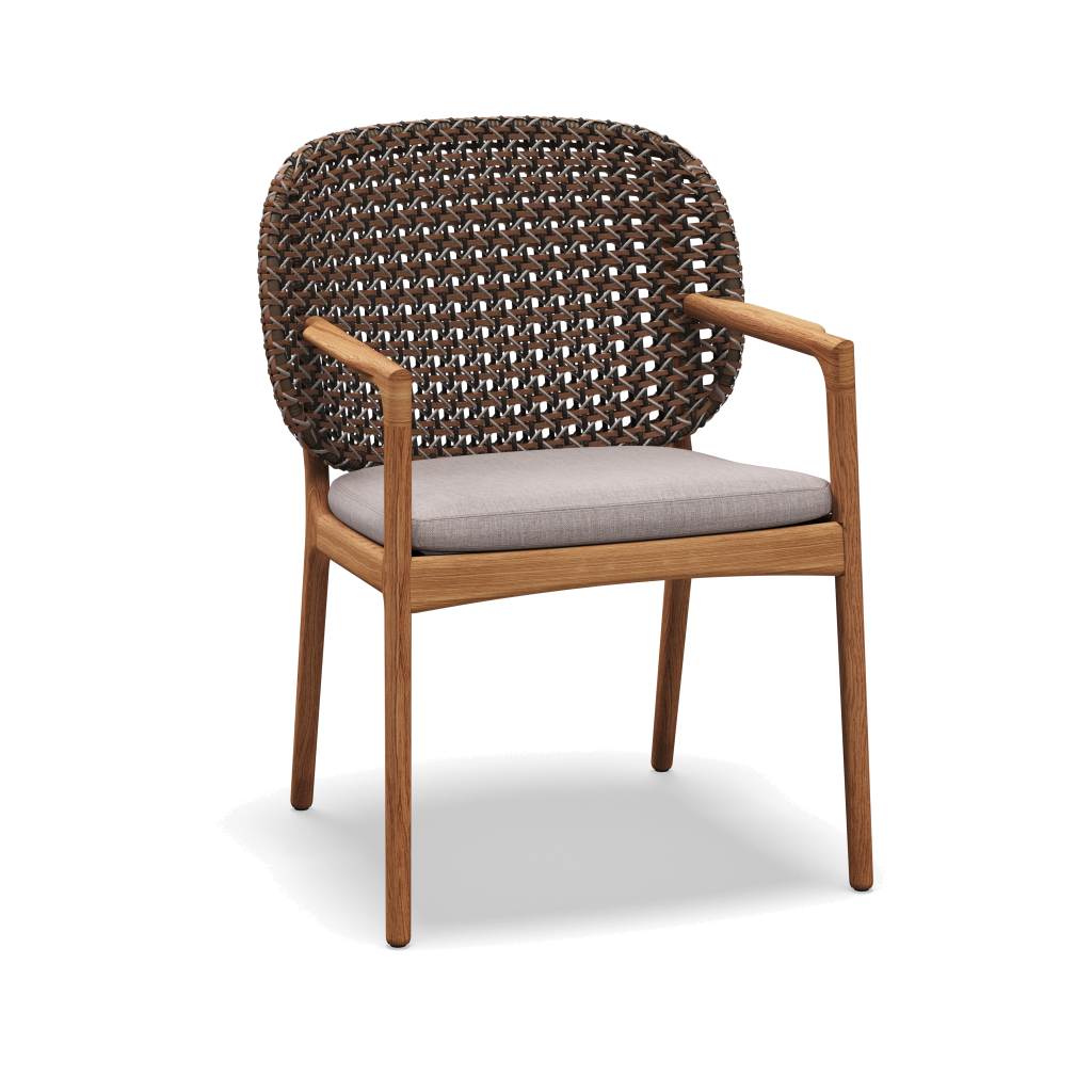 Kay Armchair — Brindle Wicker met Willa Chinchilla