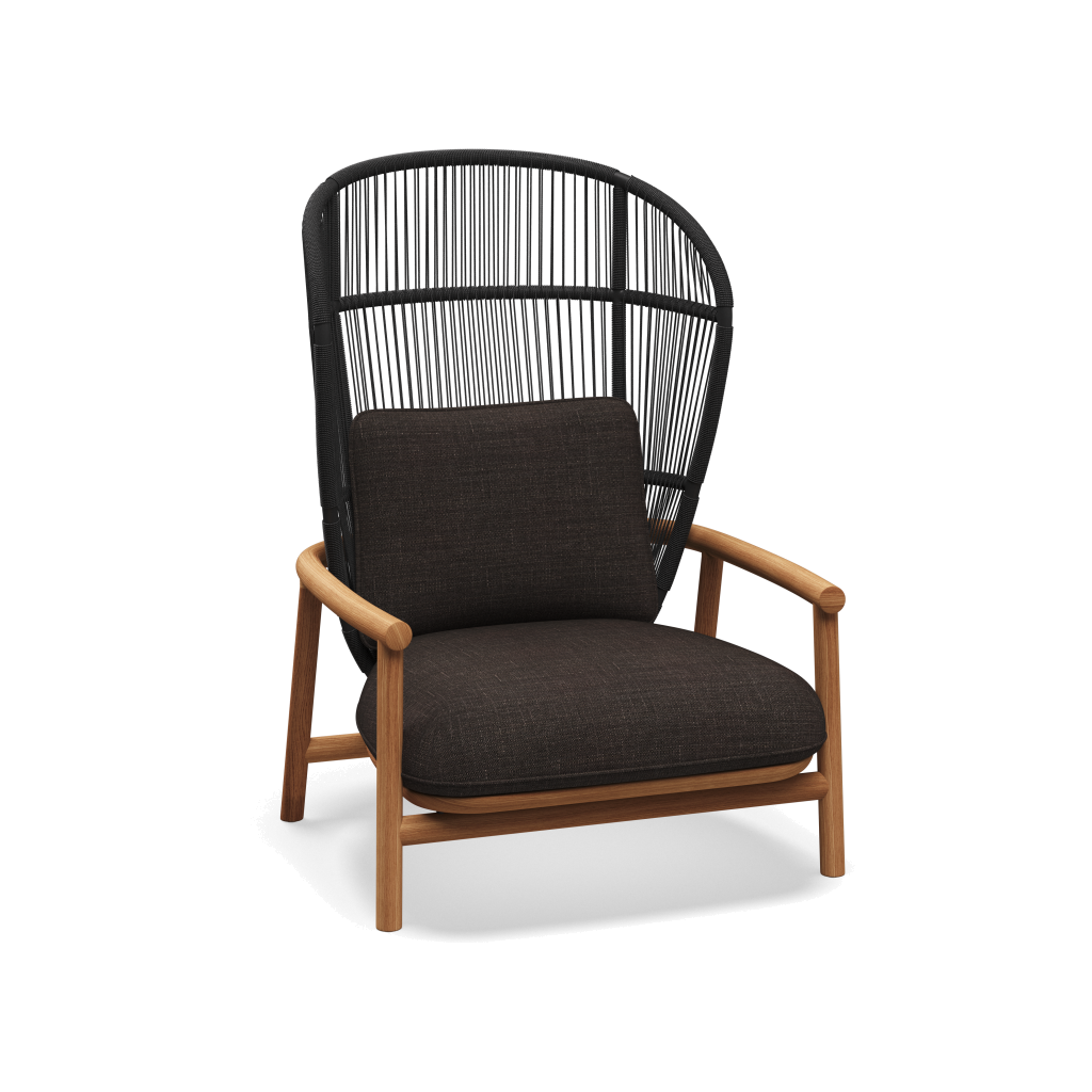 Fern High Back Lounge Chair — Meteor Raven met Willa Peat