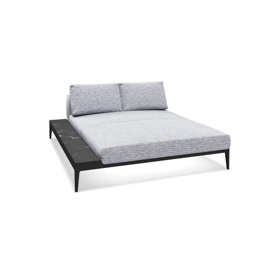 Grid chill chaise-element keramisch - Meteor Nero met Zenith Denim