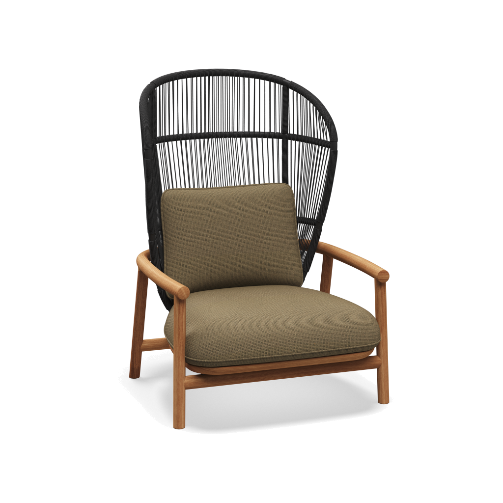 Fern High Back Lounge Chair — Meteor Raven met Loom 3 Castlerock