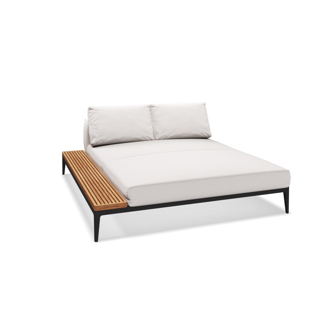 Grid chill chaise-element teak - Meteor Natural Teak met Willa Snow