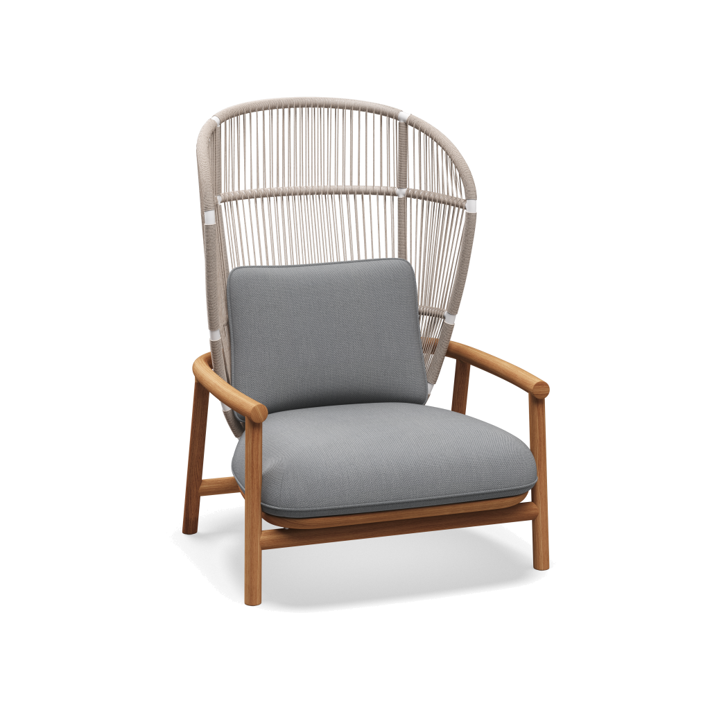 Fern High Back Lounge Chair — White Dune met Castillo Smoke