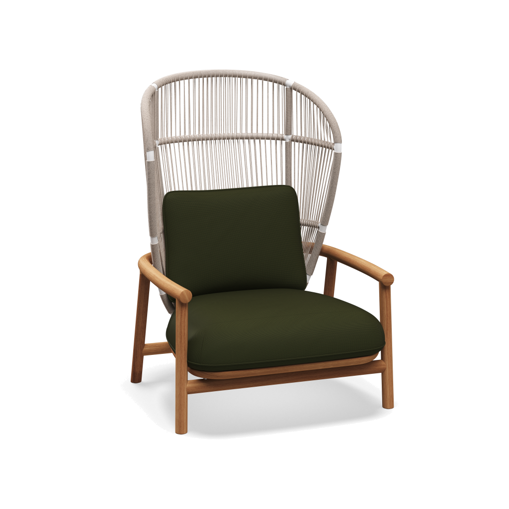 Fern High Back Lounge Chair — White Dune met Fife Olive