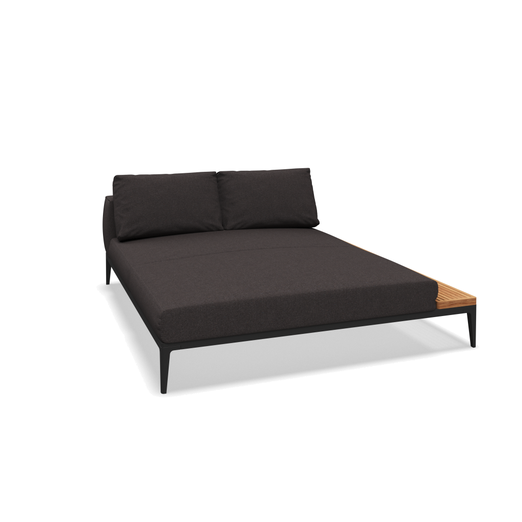 Grid chill chaise-element teak - Meteor Natural Teak met Ground Charcoal