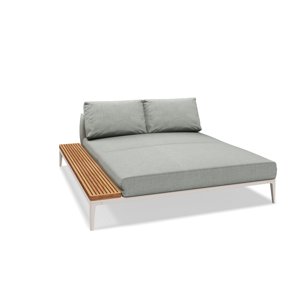Grid chill chaise-element teak - Bone Natural Teak met Willa Sage
