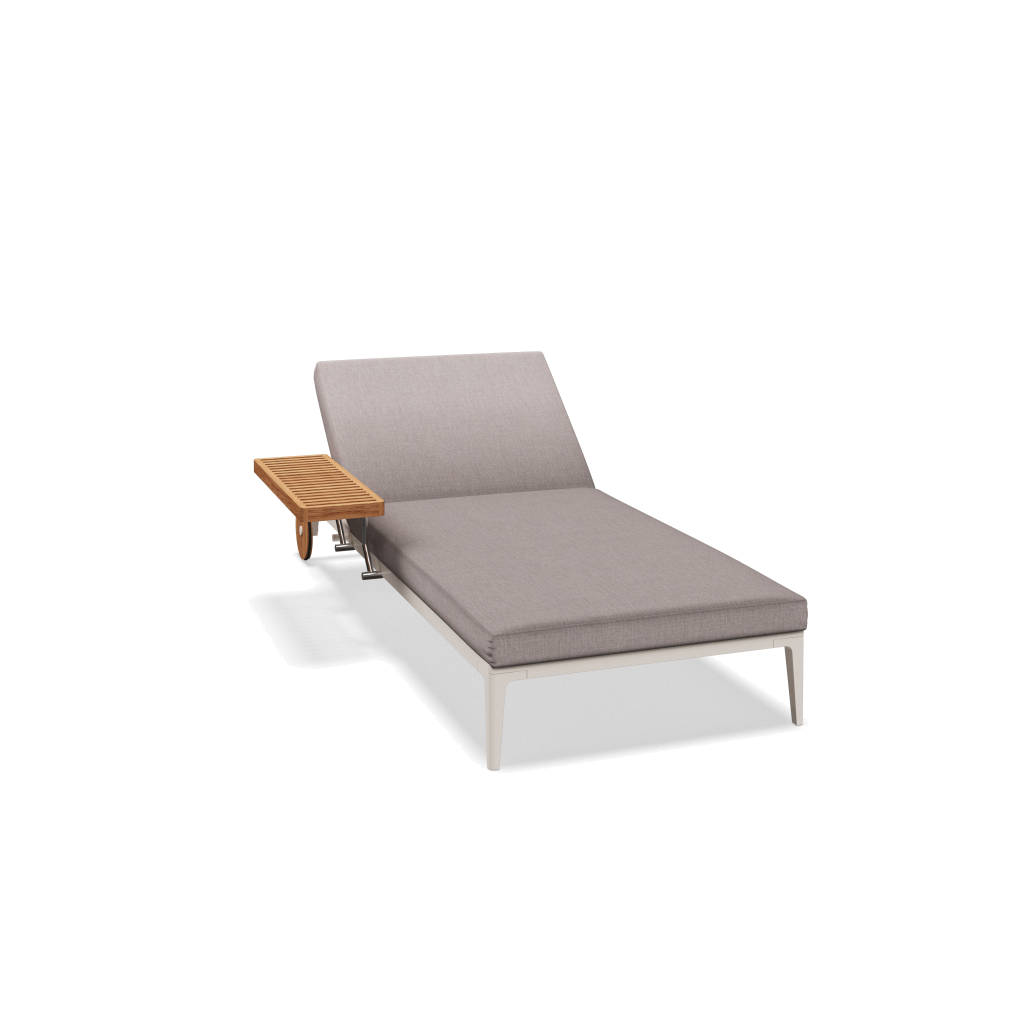 Grid ligbed - Bone Natural Teak met Willa Chincilla