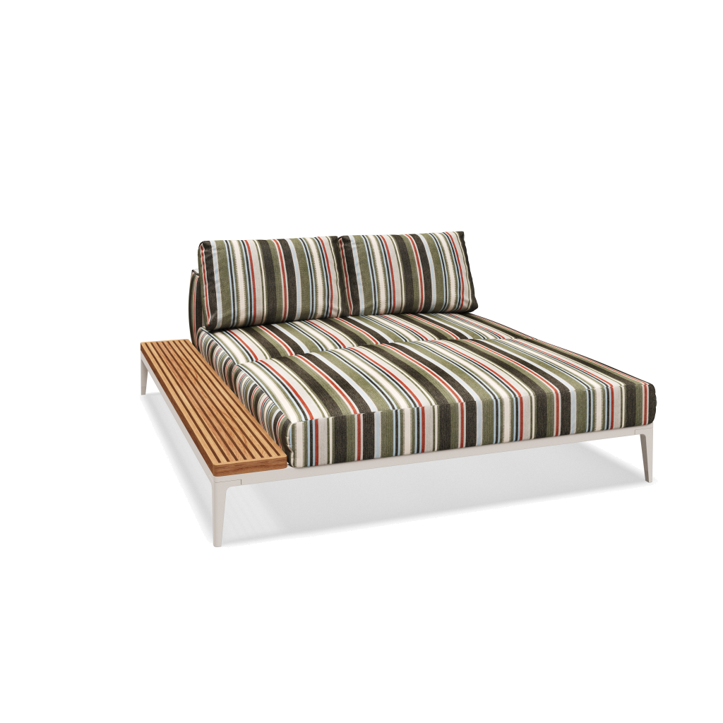 Grid chill chaise-element teak - Bone Natural Teak met Ground Sand