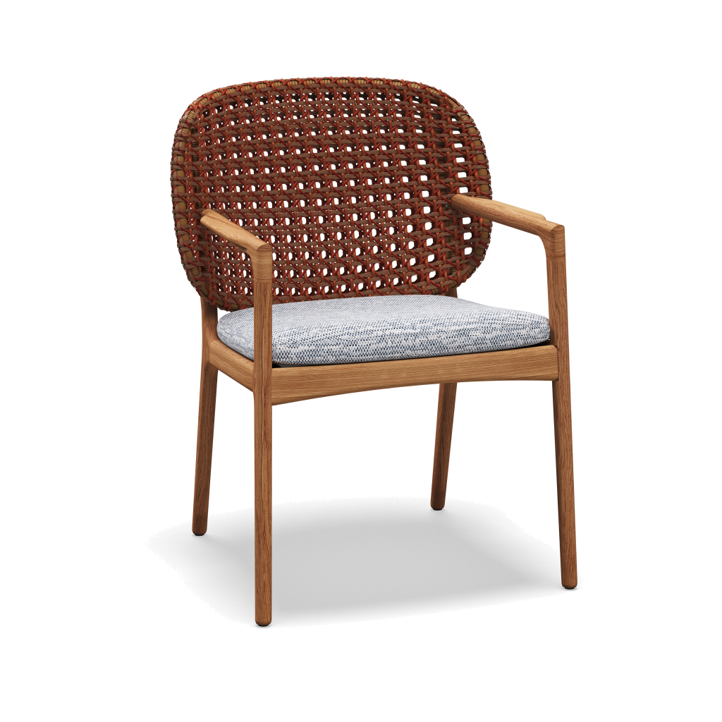 Kay Armchair — Copper Wicker met Zenith Denim