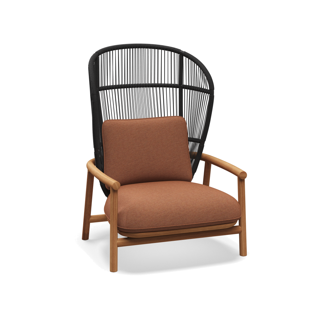 Fern High Back Lounge Chair — Meteor Raven met Tuck Cider