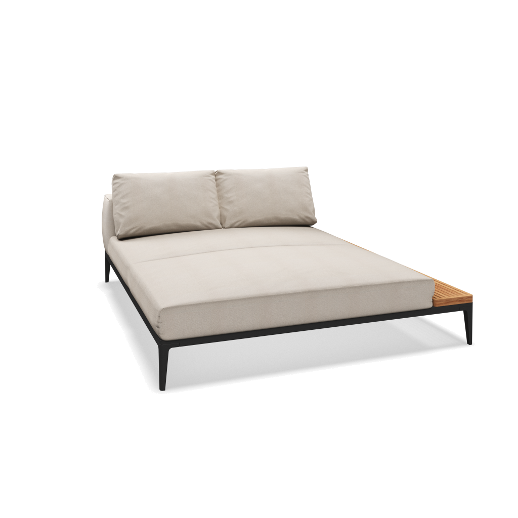 Grid chill chaise-element teak - Meteor Natural Teak met Blend Linen