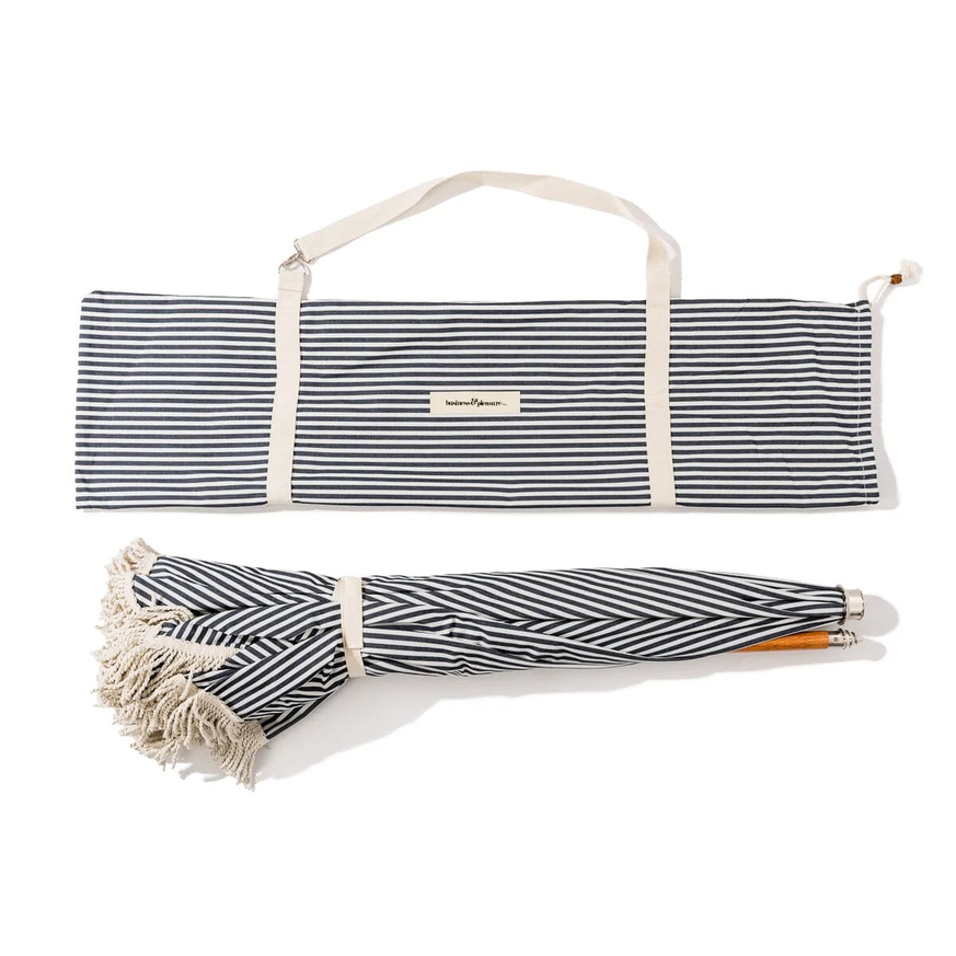 Lauren's Navy Stripe Premium Beach Umbrella
