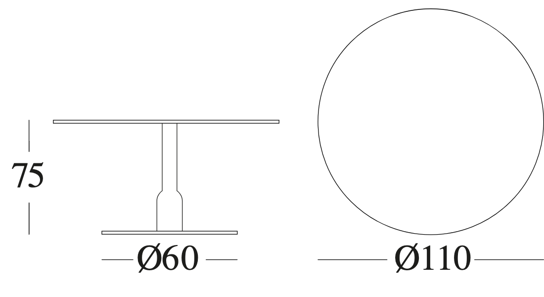 Technische tekening – Ronda Bistro Table Top