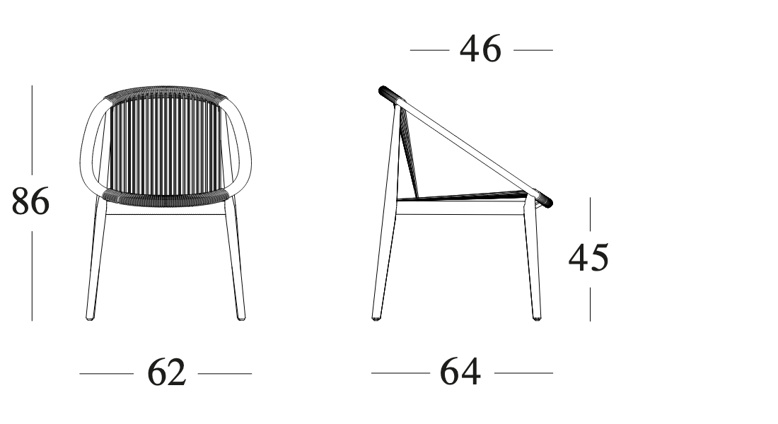 Technische tekening – Frida Dining Chair Rope