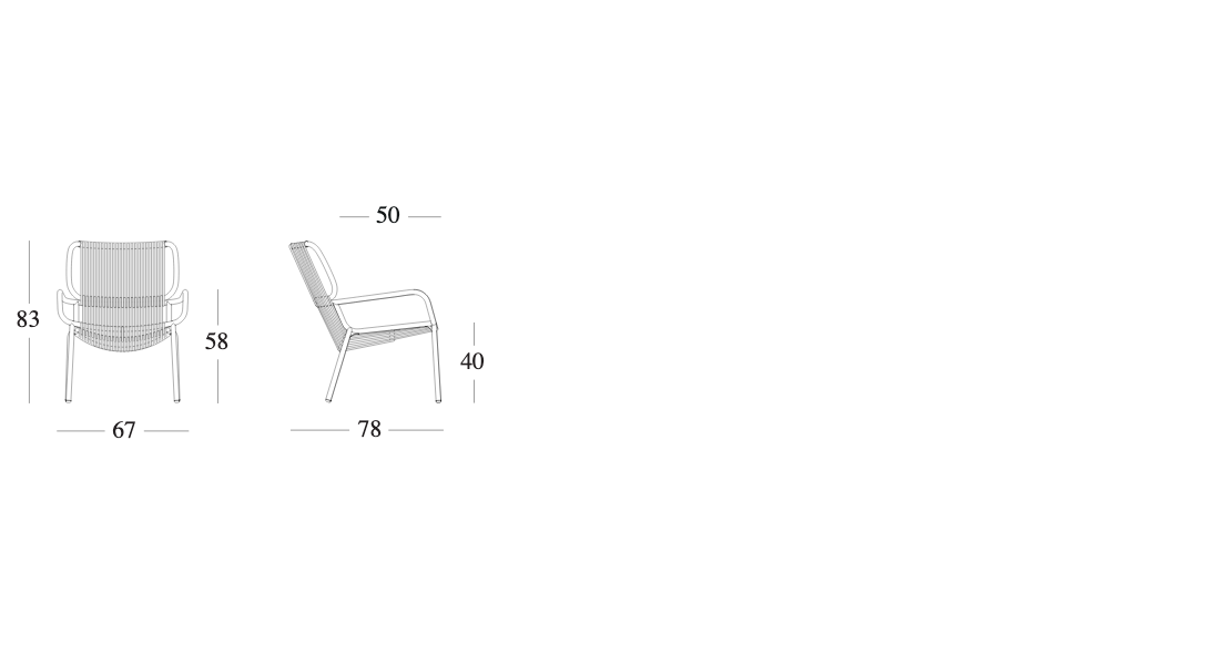 Technische tekening – Ribbon Lounge Chair Flat Rope