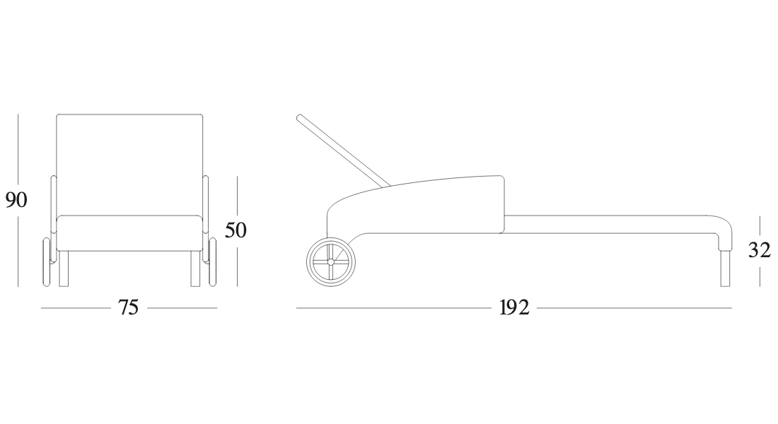 Technische tekening – Safi Sunlounger With Arms