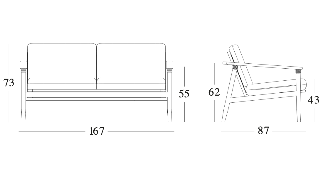 Technische tekening – David Lounge Sofa 2S