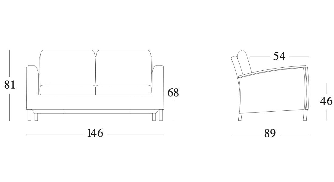 Technische tekening – Dovile Lounge Sofa 2S