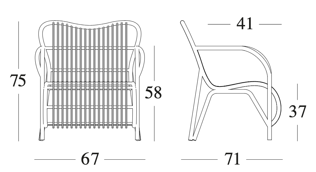Technische tekening – Lucy Lazy Armchair