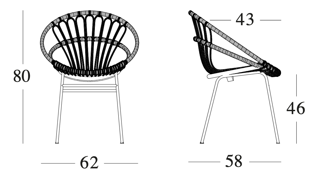 Technische tekening – Roxanne Dining Chair
