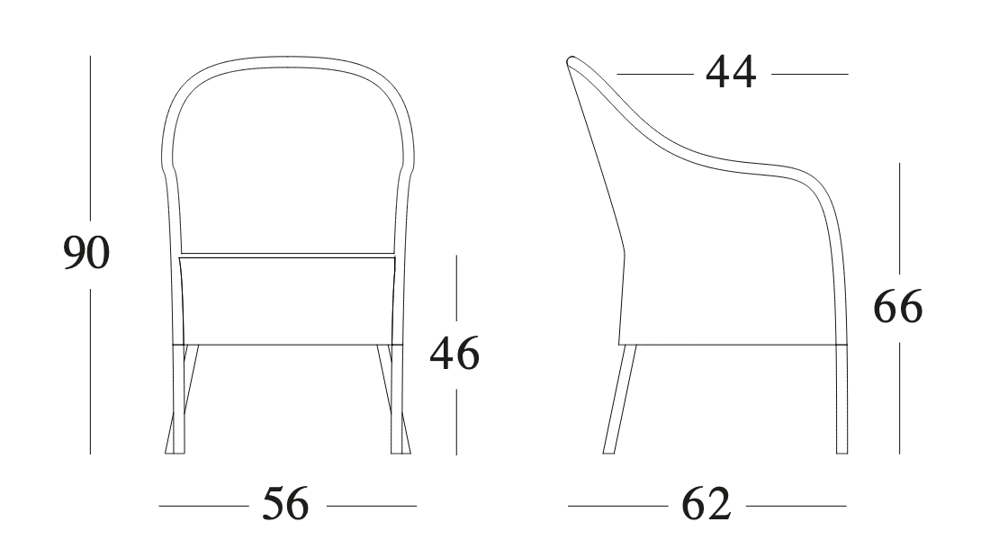 Technische tekening – Mia Dining Chair