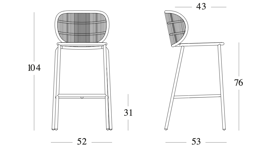Technische tekening – Kodo Bar Stool