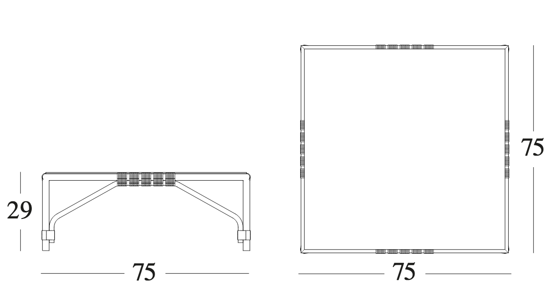 Technische tekening – Lucy Modular Footrest Coffee Table