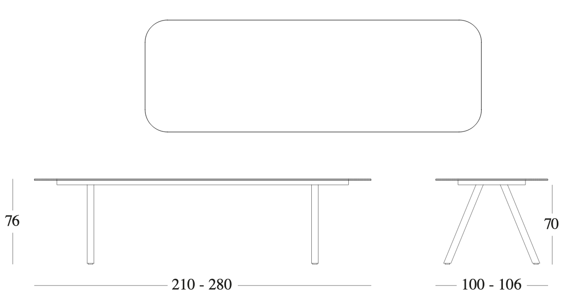 Technische tekening – Kodo Dining Table Ceramic
