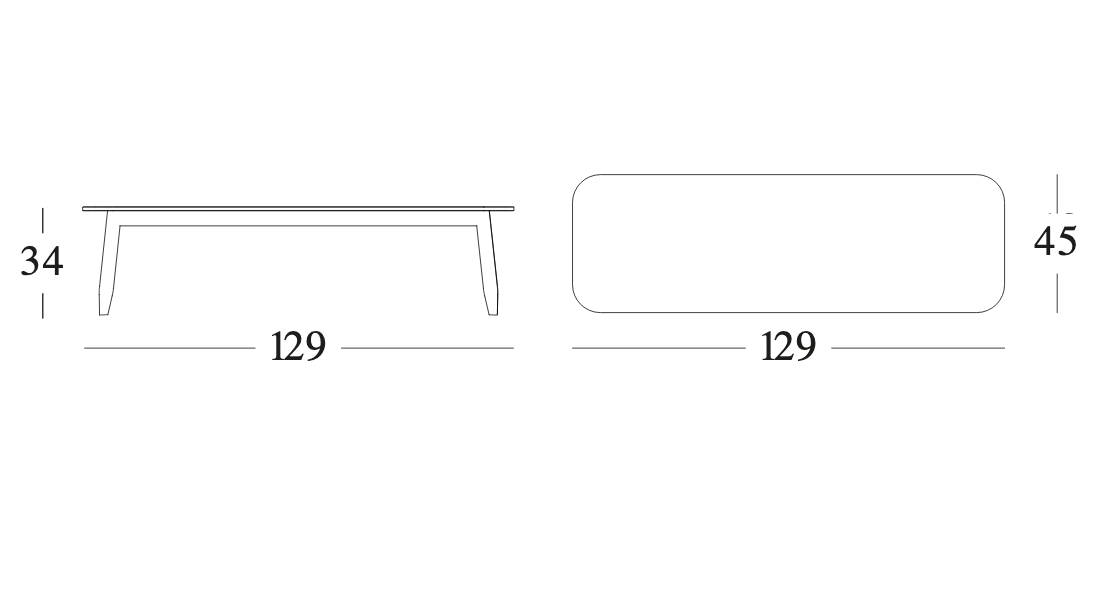 Technische tekening – David Coffee Table Ceramic