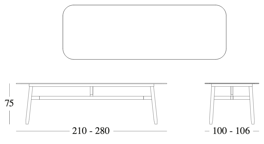 Technische tekening – David Dining Table Ceramic