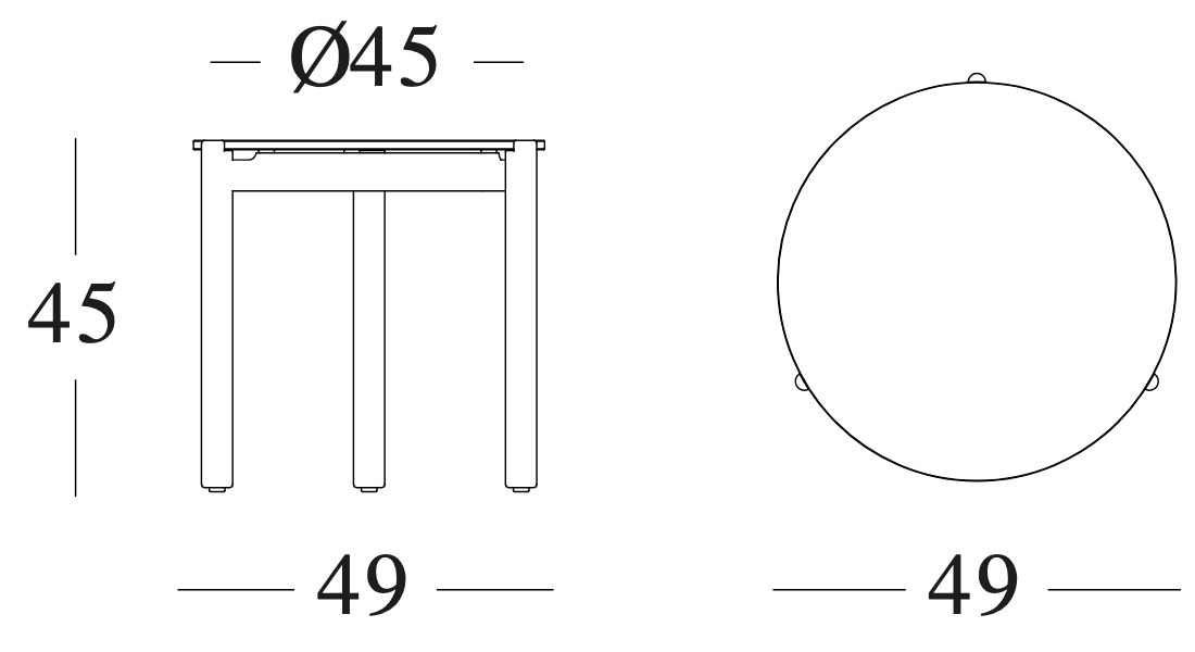 Technische tekening – Oda Side Table Ceramic