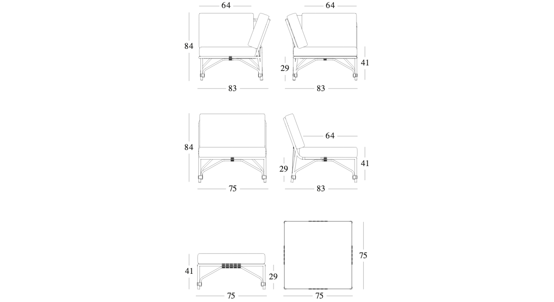 Technische tekening – Lucy Modular Corner