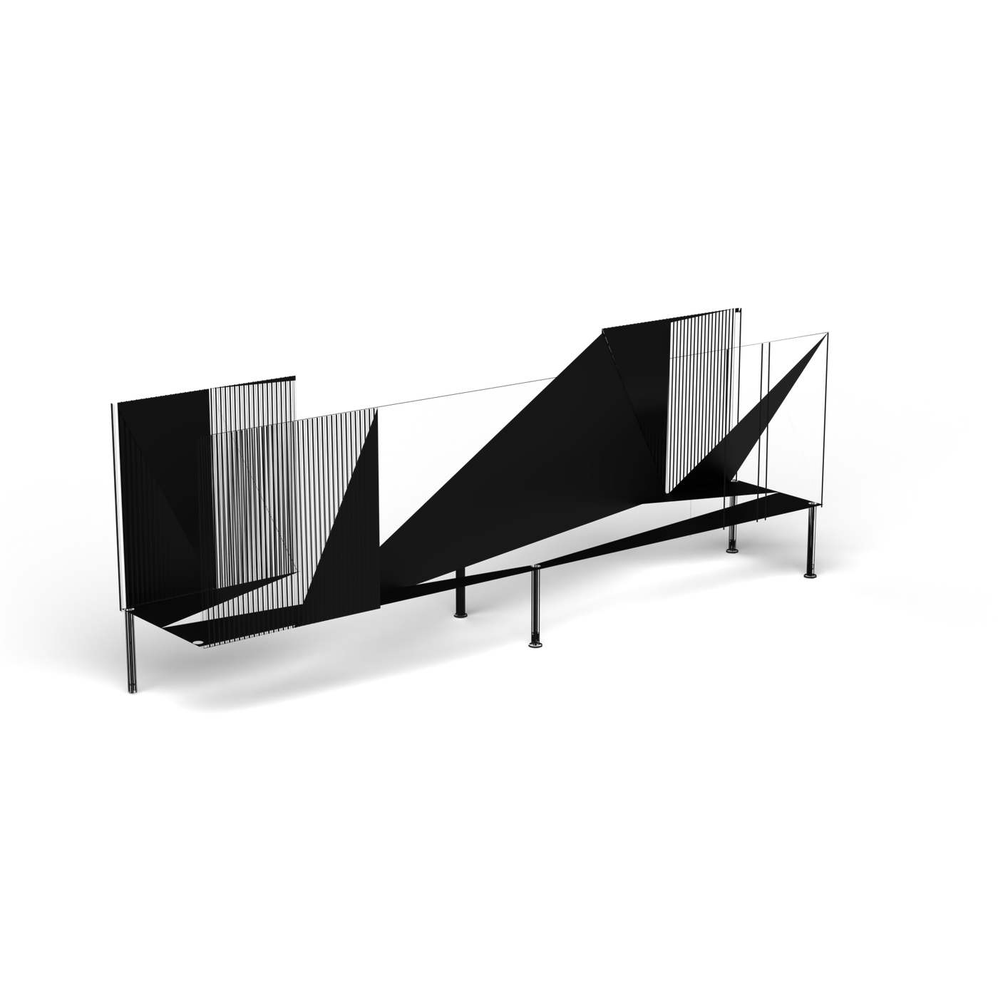 Samba Dressoir - Laag, 4 deuren, 228 cm, Black