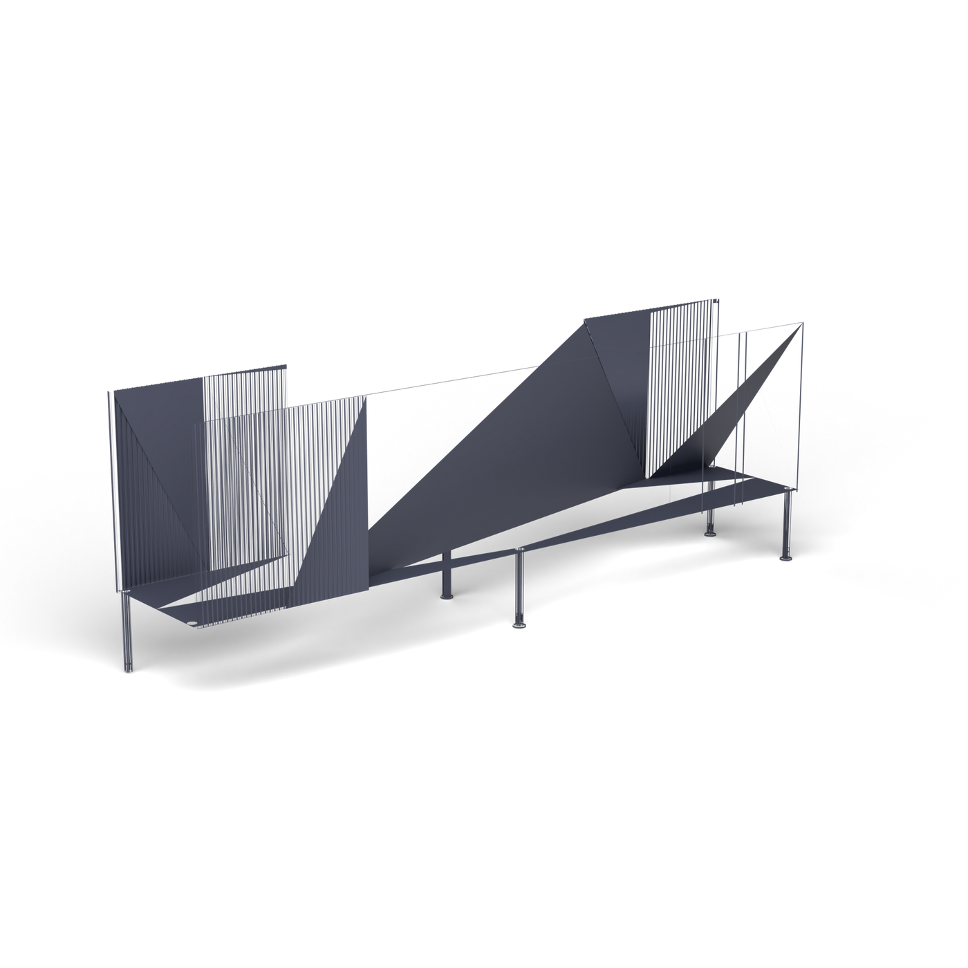 Samba Dressoir - Laag, 4 deuren, 228 cm, Grey Blue