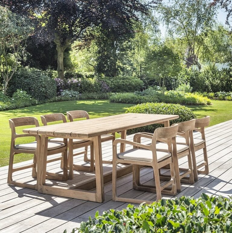 Jared with Sally quality teak wooden garden furniture set in classic style minus